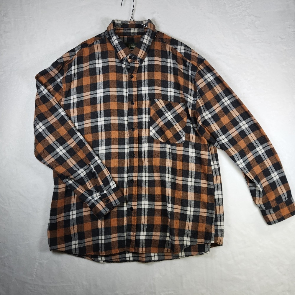 Stillwater‎ Flannel Shirt 2XL Brown Black Plaid Heavyweight Outdoors Workwear